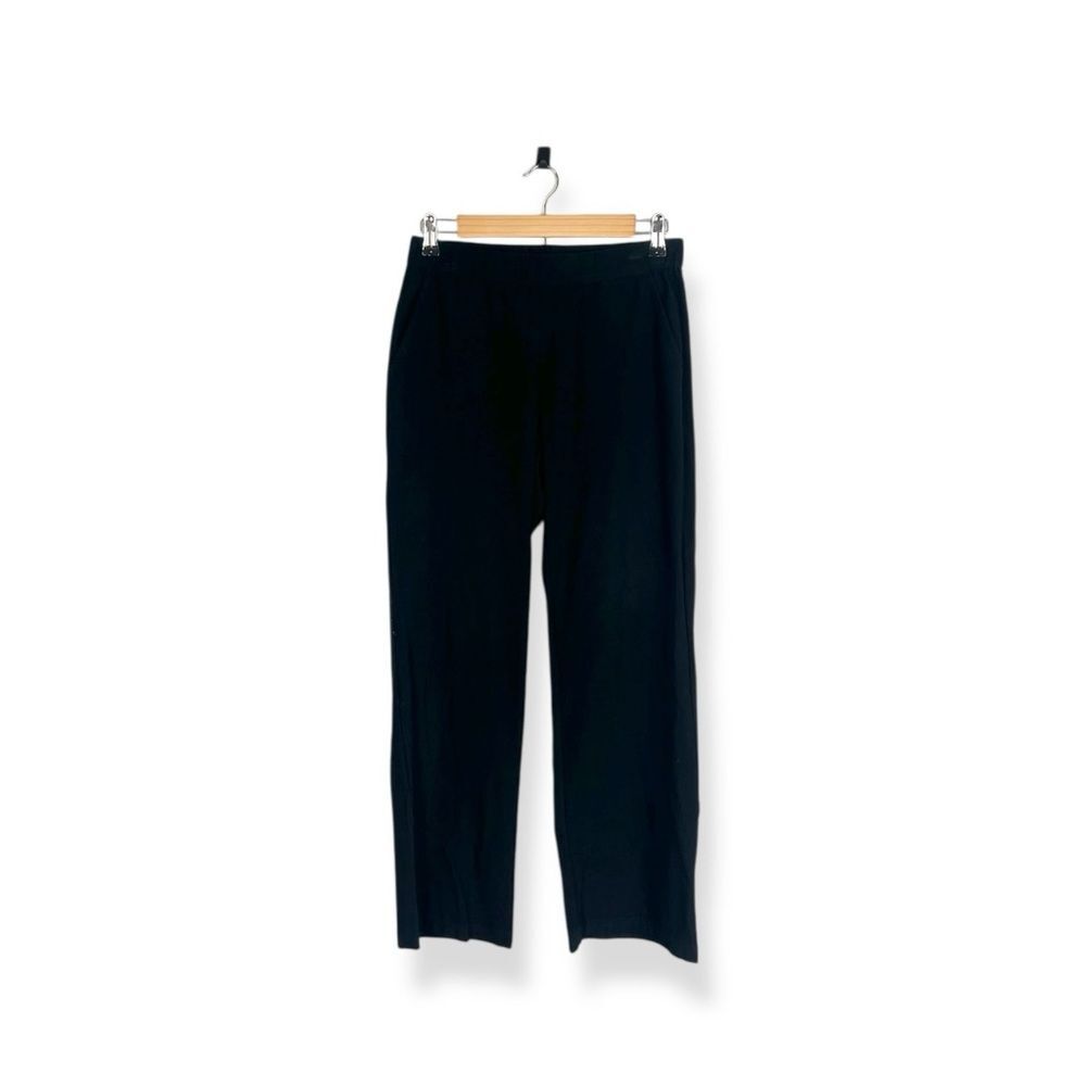 Eileen Fisher Classic Black Straight Leg Trousers Pants with Pockets
